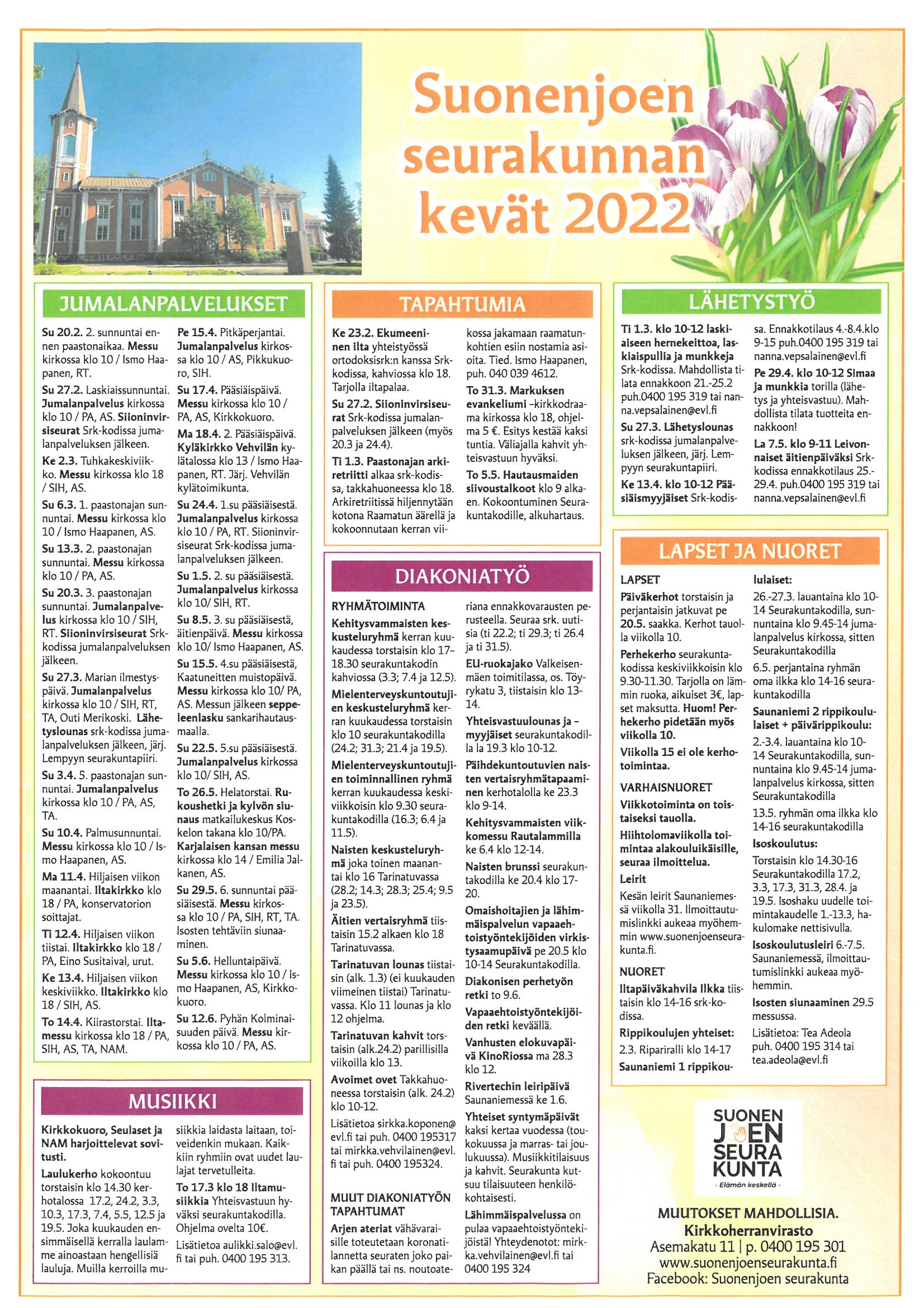 Kevään 2022 tapahtumia seurakunnassa