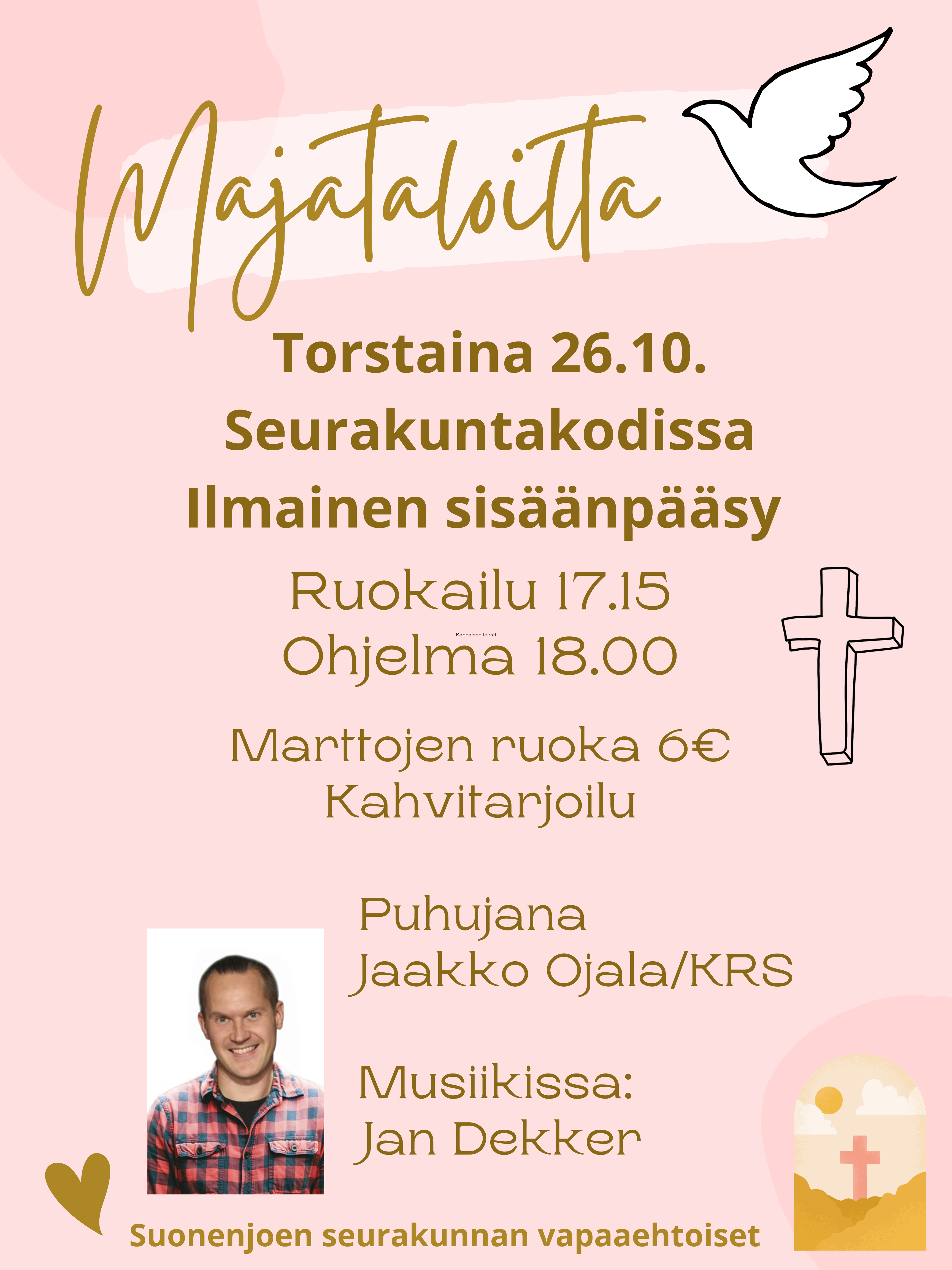 Majataloilta 26.10.2023 klo 17.15 alkaen seurakuntakodissa